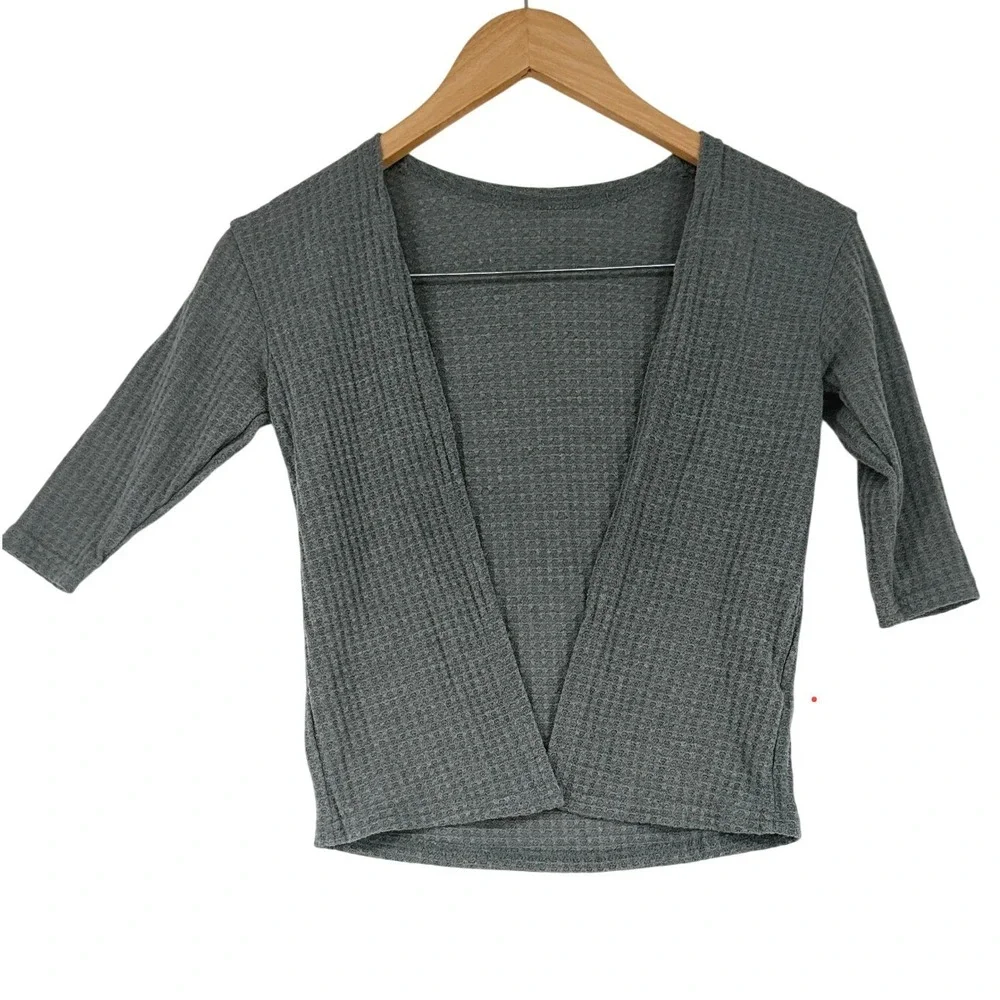 SHEIN Girls Grey Waffle Knit 2 Piece Lounge Set Cardigan Leggings Size 4Y